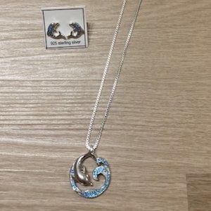 Hawaiian dolphin earrings/necklace set - 925 Sterling silver